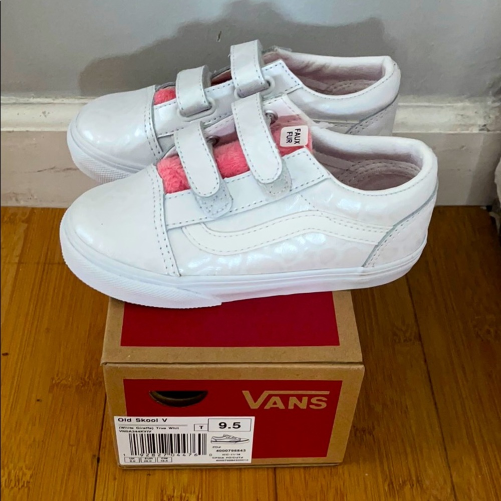 BNIB Vans Old Skool White/Pink Animal Print sz 9.5